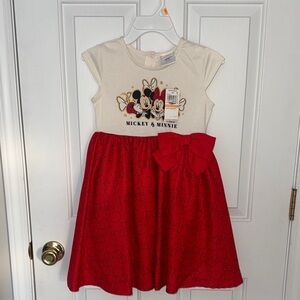 Disney Mickey & Minnie Cream and Red Girls Dress